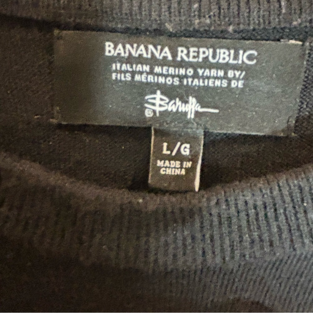 BANANA REPUBLIC Sz L 100% Merino Wool Italian Yarn Baruffa Crew Neck Sweater - Picture 2 of 7